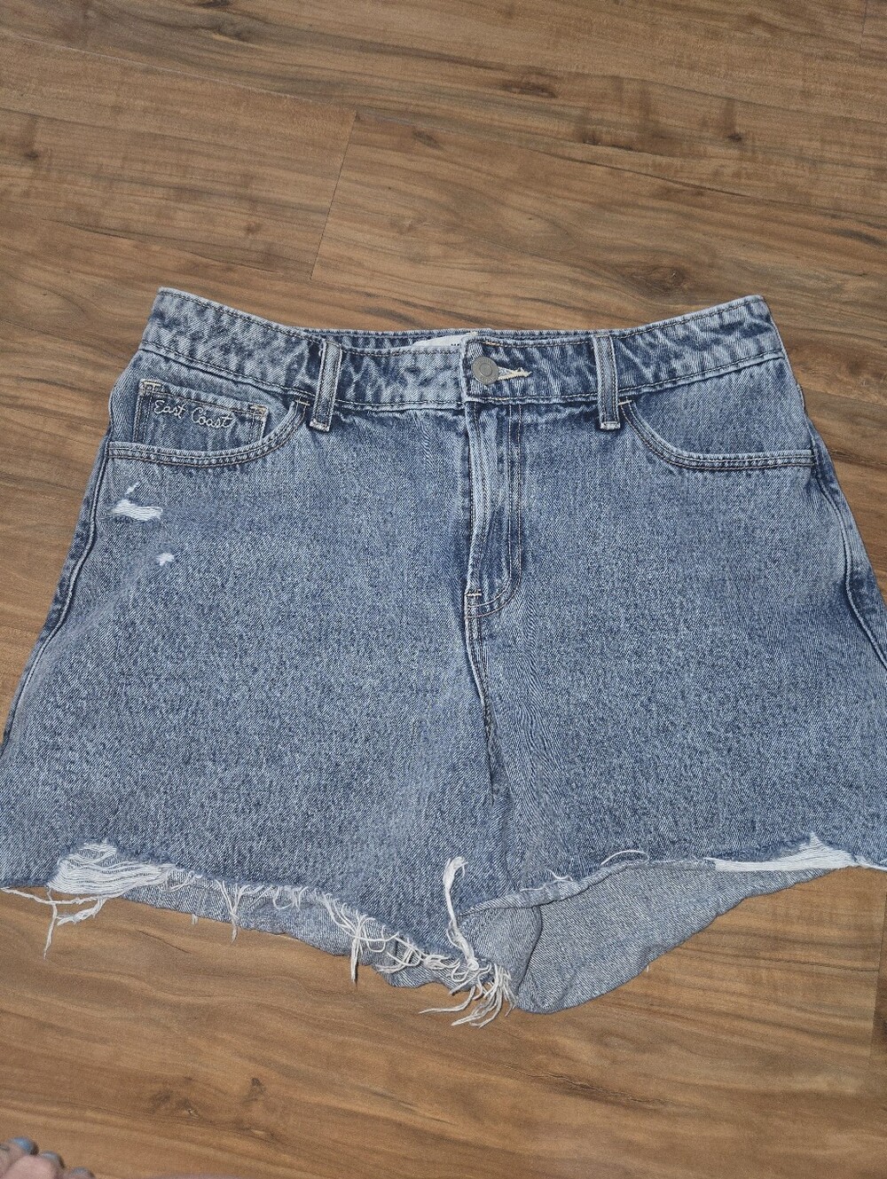 Hollister High-Rise Distressed Denim Shorts - Light Blue